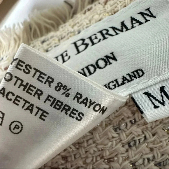 Helene Berman London Cream Tweed Fringe Blazer Size Medium - Picture 13 of 13